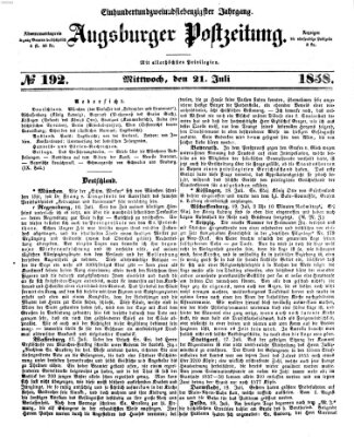 Augsburger Postzeitung Mittwoch 21. Juli 1858