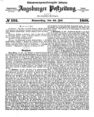 Augsburger Postzeitung Donnerstag 22. Juli 1858