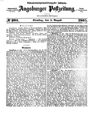 Augsburger Postzeitung Dienstag 3. August 1858