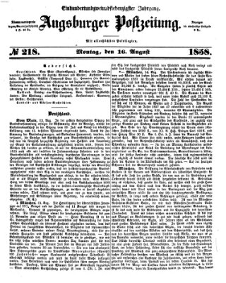 Augsburger Postzeitung Montag 16. August 1858