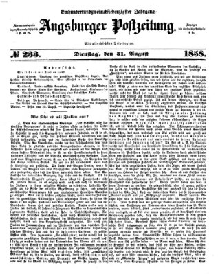 Augsburger Postzeitung Dienstag 31. August 1858