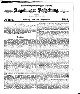 Augsburger Postzeitung Montag 20. September 1858