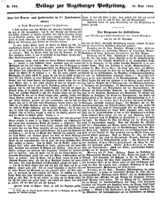 Augsburger Postzeitung Samstag 25. September 1858