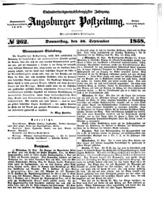 Augsburger Postzeitung Donnerstag 30. September 1858