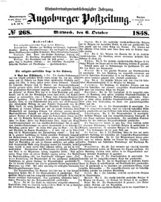 Augsburger Postzeitung Mittwoch 6. Oktober 1858