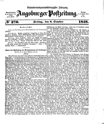 Augsburger Postzeitung Freitag 8. Oktober 1858