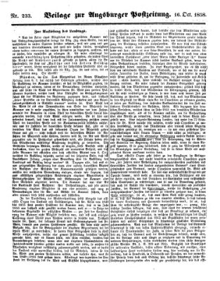 Augsburger Postzeitung Samstag 16. Oktober 1858