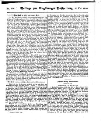 Augsburger Postzeitung Mittwoch 20. Oktober 1858