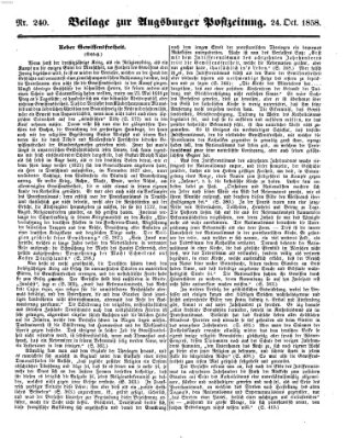 Augsburger Postzeitung Sonntag 24. Oktober 1858