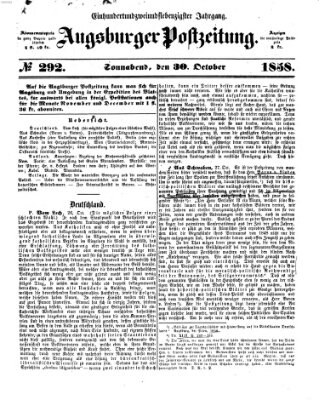 Augsburger Postzeitung Samstag 30. Oktober 1858