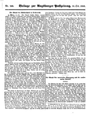 Augsburger Postzeitung Sonntag 31. Oktober 1858