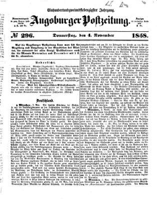 Augsburger Postzeitung Donnerstag 4. November 1858