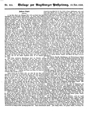 Augsburger Postzeitung Freitag 12. November 1858