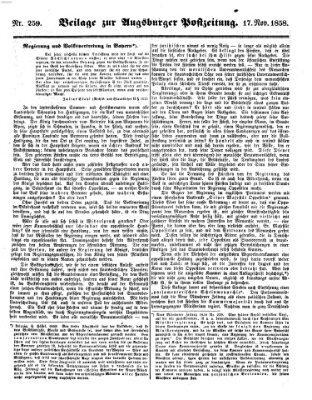 Augsburger Postzeitung Mittwoch 17. November 1858