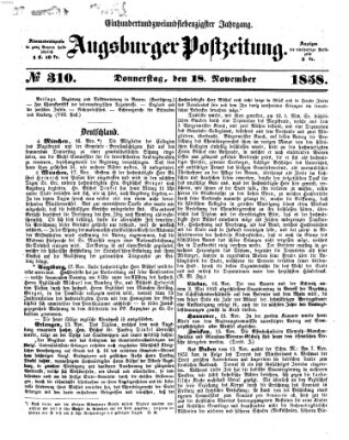 Augsburger Postzeitung Donnerstag 18. November 1858