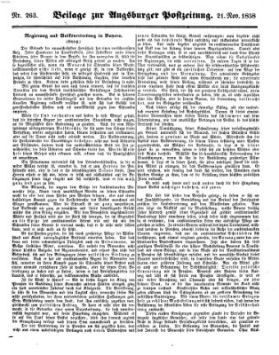 Augsburger Postzeitung Sonntag 21. November 1858