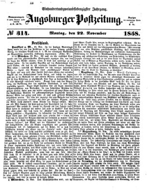 Augsburger Postzeitung Montag 22. November 1858