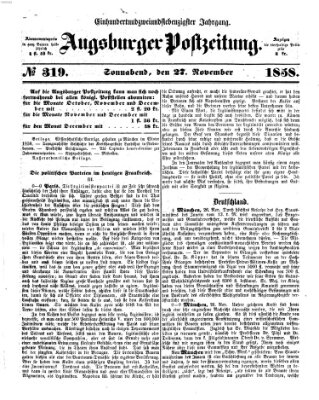 Augsburger Postzeitung Samstag 27. November 1858