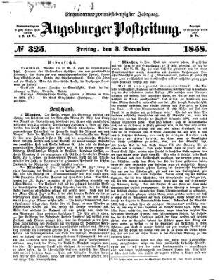 Augsburger Postzeitung Freitag 3. Dezember 1858