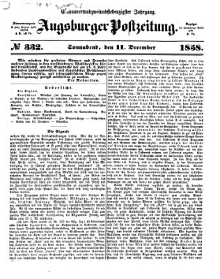 Augsburger Postzeitung Samstag 11. Dezember 1858