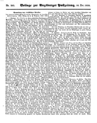 Augsburger Postzeitung Donnerstag 16. Dezember 1858