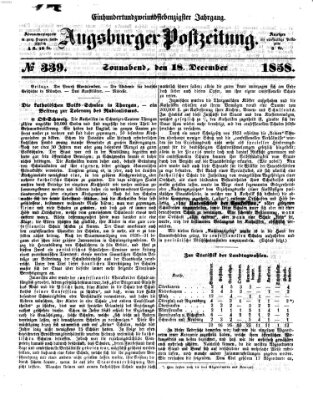 Augsburger Postzeitung Samstag 18. Dezember 1858