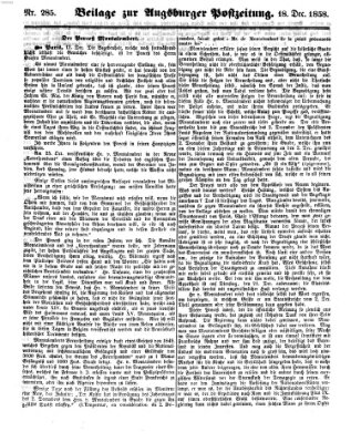 Augsburger Postzeitung Samstag 18. Dezember 1858