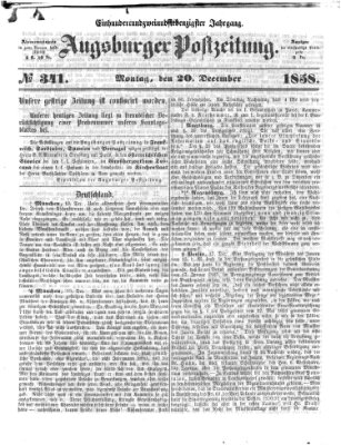 Augsburger Postzeitung Montag 20. Dezember 1858