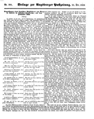 Augsburger Postzeitung Samstag 25. Dezember 1858