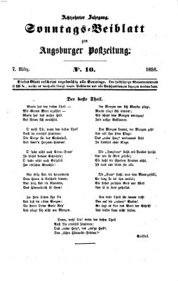 Augsburger Postzeitung. Sonntags-Beiblatt (Augsburger Postzeitung) Sonntag 7. März 1858