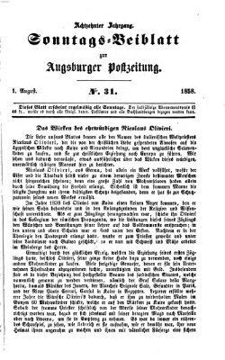 Augsburger Postzeitung. Sonntags-Beiblatt (Augsburger Postzeitung) Sonntag 1. August 1858