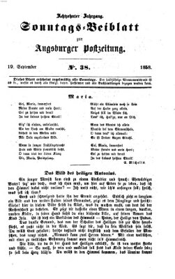 Augsburger Postzeitung. Sonntags-Beiblatt (Augsburger Postzeitung) Sonntag 19. September 1858