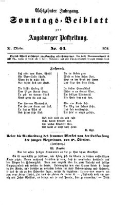 Augsburger Postzeitung. Sonntags-Beiblatt (Augsburger Postzeitung) Sonntag 31. Oktober 1858