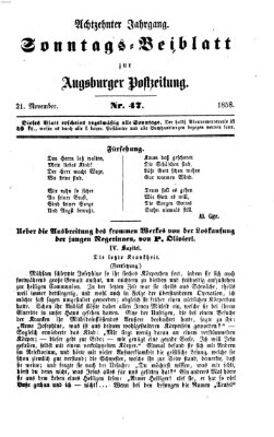 Augsburger Postzeitung. Sonntags-Beiblatt (Augsburger Postzeitung) Sonntag 21. November 1858