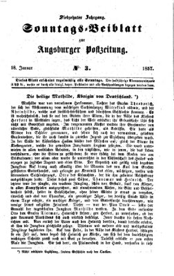 Augsburger Postzeitung. Sonntags-Beiblatt (Augsburger Postzeitung) Sonntag 18. Januar 1857