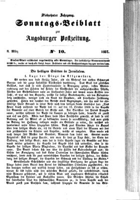 Augsburger Postzeitung. Sonntags-Beiblatt (Augsburger Postzeitung) Sonntag 8. März 1857