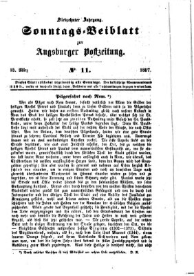 Augsburger Postzeitung. Sonntags-Beiblatt (Augsburger Postzeitung) Sonntag 15. März 1857