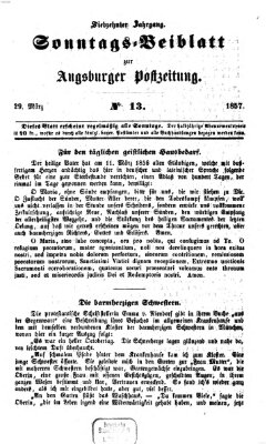 Augsburger Postzeitung. Sonntags-Beiblatt (Augsburger Postzeitung) Sonntag 29. März 1857