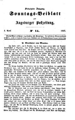 Augsburger Postzeitung. Sonntags-Beiblatt (Augsburger Postzeitung) Sonntag 5. April 1857