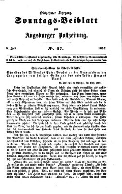 Augsburger Postzeitung. Sonntags-Beiblatt (Augsburger Postzeitung) Sonntag 5. Juli 1857