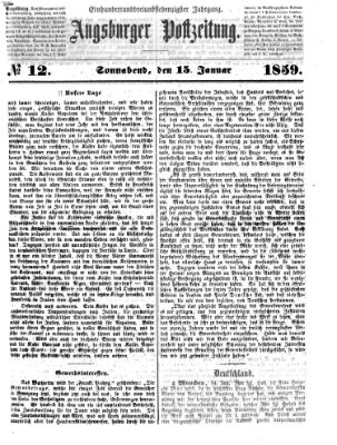 Augsburger Postzeitung Samstag 15. Januar 1859