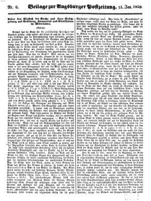 Augsburger Postzeitung Samstag 15. Januar 1859