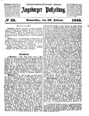 Augsburger Postzeitung Donnerstag 10. Februar 1859