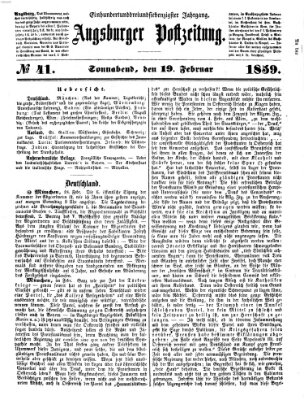 Augsburger Postzeitung Samstag 19. Februar 1859