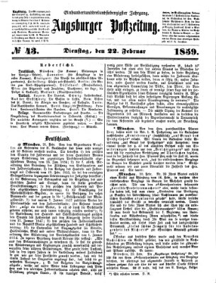 Augsburger Postzeitung Dienstag 22. Februar 1859