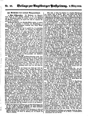 Augsburger Postzeitung Mittwoch 9. März 1859