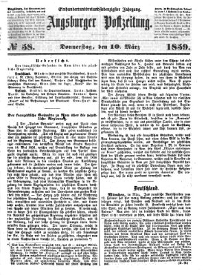 Augsburger Postzeitung Donnerstag 10. März 1859