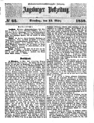 Augsburger Postzeitung Dienstag 15. März 1859