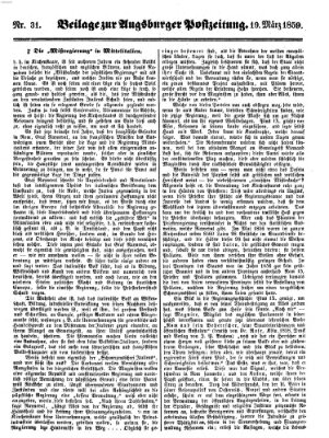 Augsburger Postzeitung Samstag 19. März 1859