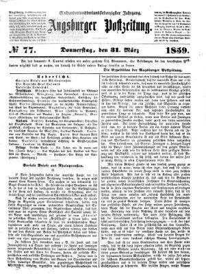 Augsburger Postzeitung Donnerstag 31. März 1859